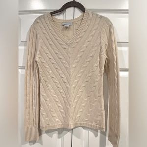 100% Cashemere Cream Cable Crew